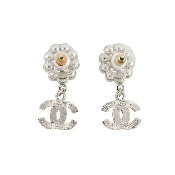 Chanel Cc Logo Earrings Silver-Tone #246824C13B - Picture 3 of 9